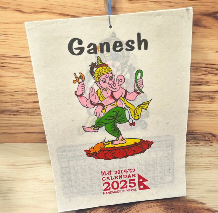 Calendario con Ganesh carta di risò nepalese