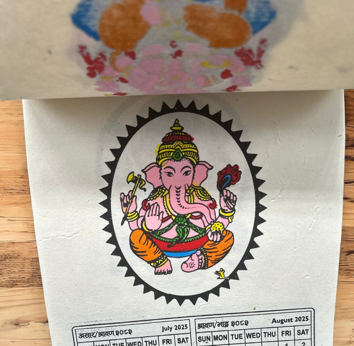 Calendario con Ganesh carta di risò nepalese