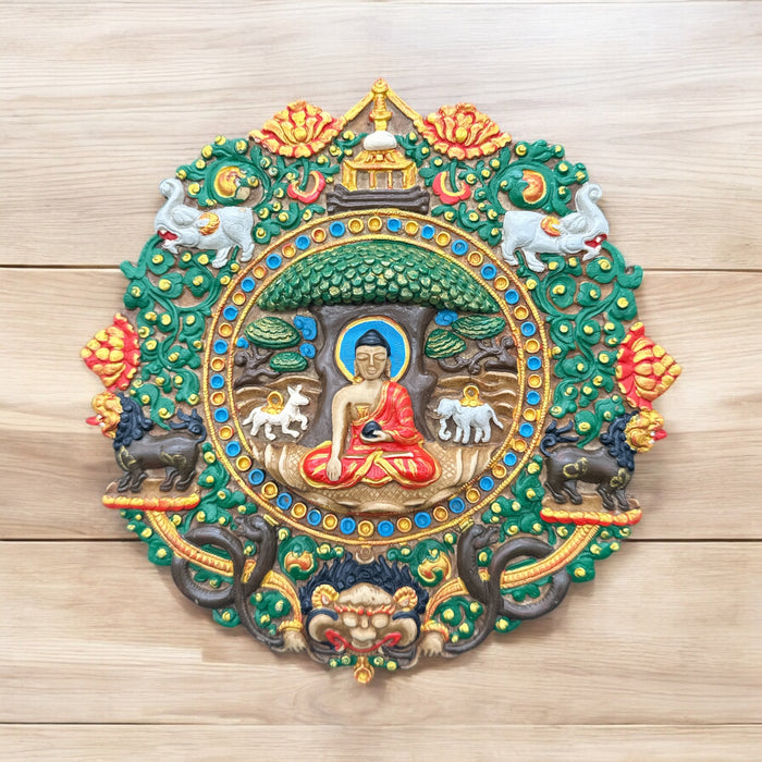 Statua Buddha Dhyani Mandala Buddista Dipinta a Mano