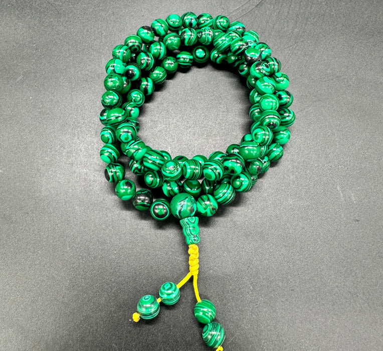 Mala 108 grani con malachite