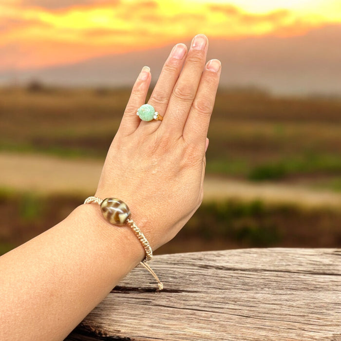 Dzi bracciale con Onda d'acqua e montagna