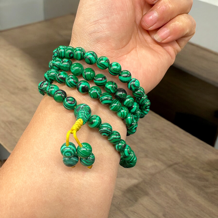 Mala 108 grani con malachite