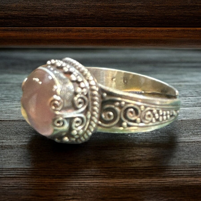 Anello con argento e quarzo rosa(taglia unica)